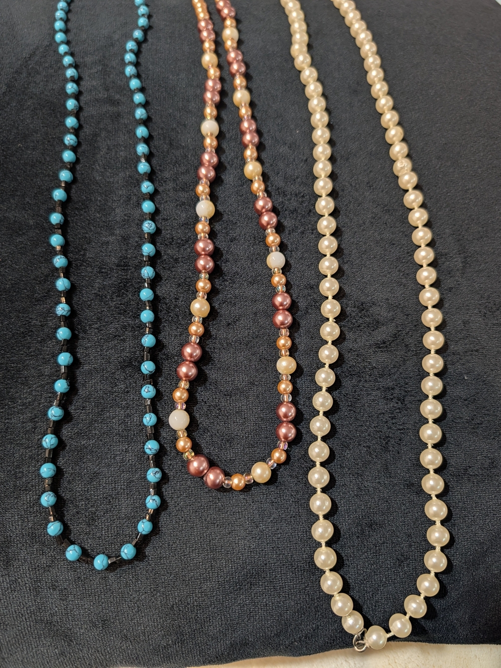 Women’s Mixed Lot 3 Beaded Strand Necklaces Multicolor Turquoise & Pearl